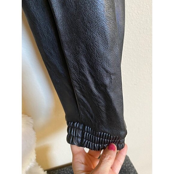 Spanx Leather Like Jogger Sz Small Noir Black Pockets Vegan Faux Leather - Picture 6 of 12